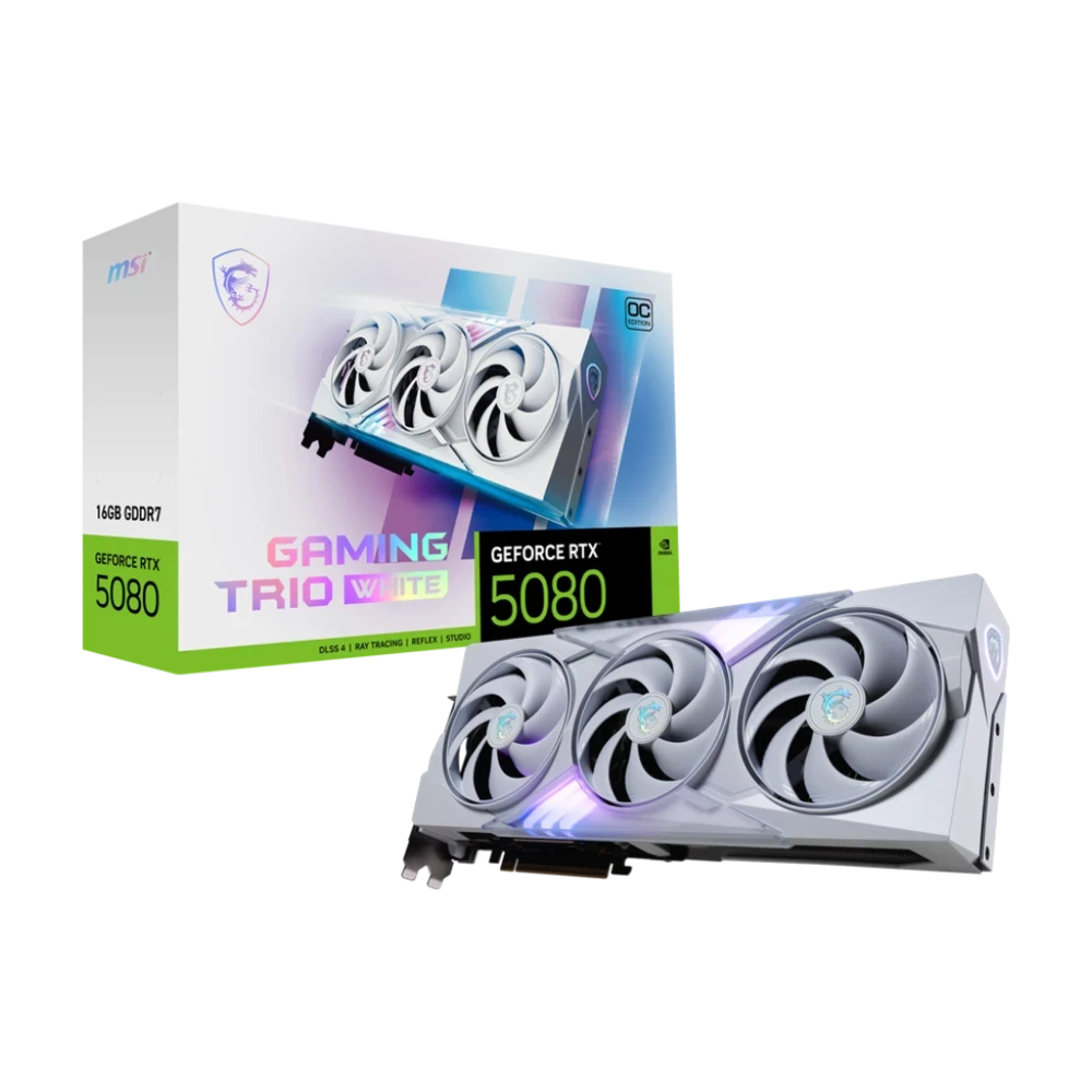 MSI GeForce RTX 5080 16GB GDDR7 Gaming Trio OC White