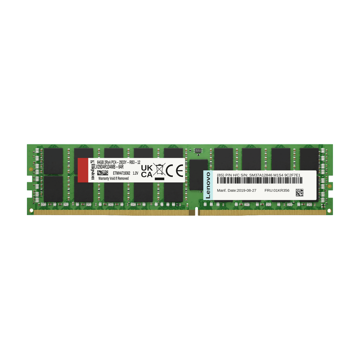 Lenovo 64GB 2Rx4 PC4-2933Y DDR4 RDIMM ECC Registered Server RAM 01KR356
